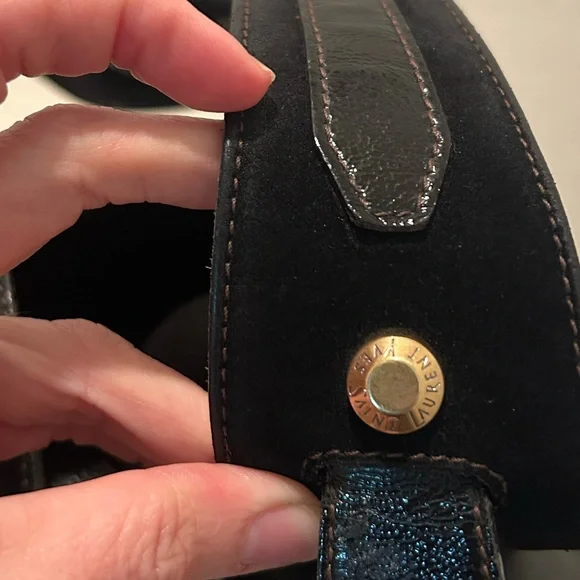 Vintage YSL Yves Saint Laurent Severine Leather Suede Tote Black & Gold ๐ฎ๐น Made - Picture 13 of 14